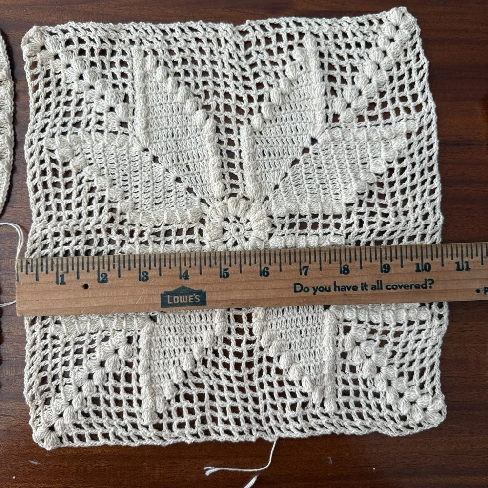 Vintage Crochet‎ Granny Squares Lot 9 Handmade Cotton Motifs Mixed Sizes Cottage